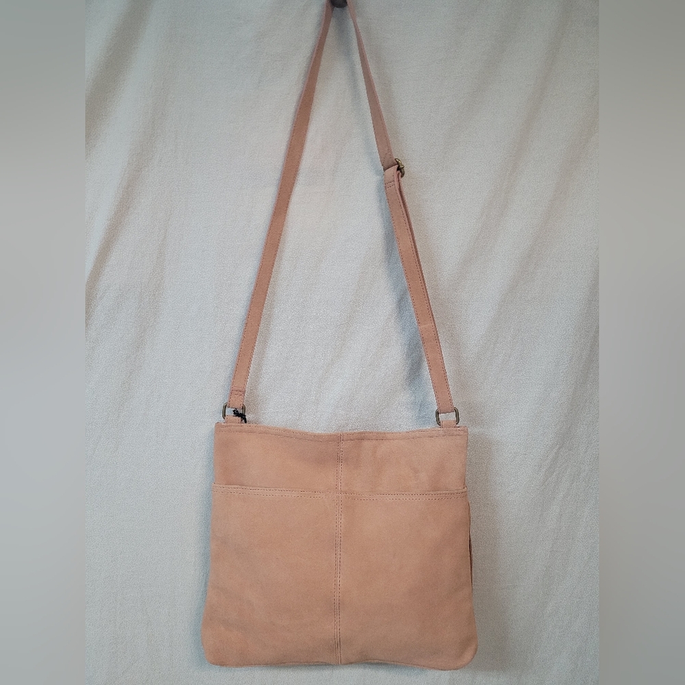 New W/o Tags MARGOT Purse Elegant Ballet Pink Suede Leather Crossbody Bag Boho - Picture 5 of 13